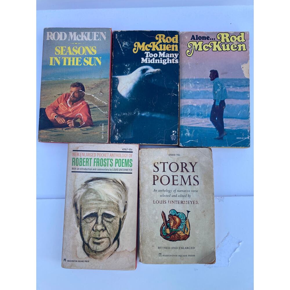 Poetry Paperback Book Lot of 5 Rod McKuen, Robert Frost, Story Poems Collection